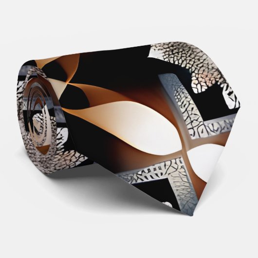 モロッコ伝統的ブラウンの幾何学的パターン ネクタイ (ロール)