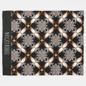 モロッコ伝統的ブラウンの幾何学的パターン フリースブランケット (正面(横))