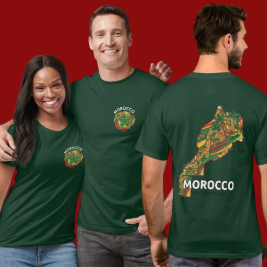 モロッコ全体地図両面フラグ・ヘリテージ Tシャツ