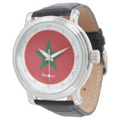 モロッコ国旗とモロッコファッション、アラビア語No /デザイン 腕時計 (アングル)