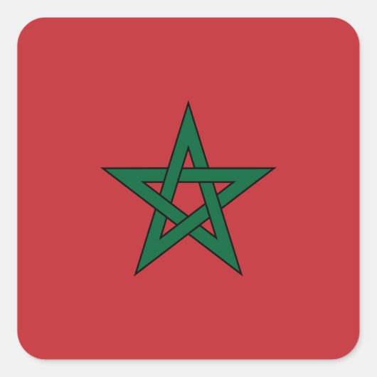 モロッコ国旗のシール スクエアシール (正面)