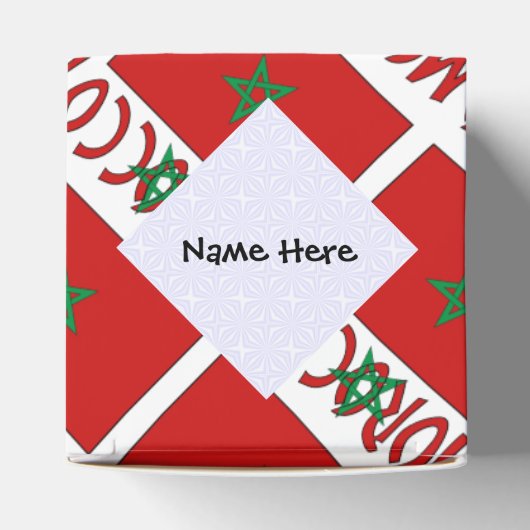 モロッコ国旗のタイルパーソナライズされた張り フェイバーボックス (上部)