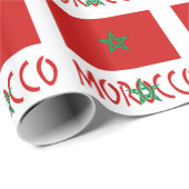 モロッコ国旗のタイル張り黒パーソナライズ ラッピングペーパー (ロールコーナー)