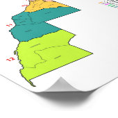 モロッコ国旗の地図と州境界の輪郭。 ポスター (角)