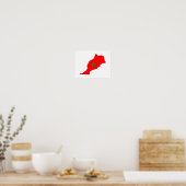 モロッコ国旗の地図の形の記号 ポスター (キッチン)