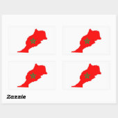 モロッコ国旗の地図の形の記号 長方形シール (シート)