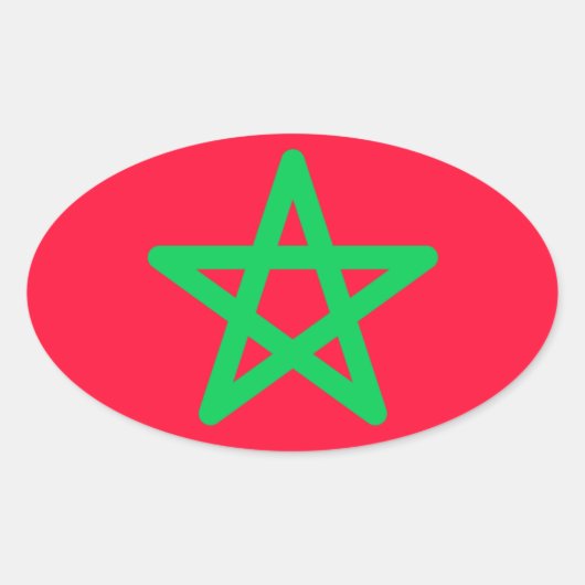 モロッコ国旗の楕円形ステッカー 楕円形シール (正面)