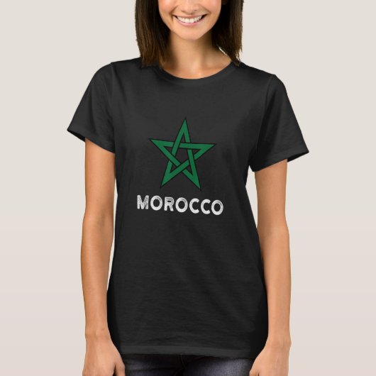 モロッコ国旗の男性女性キッズMarocモロッコ国旗 Tシャツ (正面)