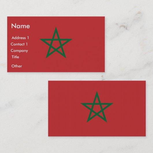 モロッコ国旗を掲げた名刺 名刺 (正面/裏面)