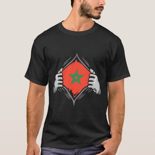 モロッコ国旗を暴露する2人の手 Tシャツ (正面)