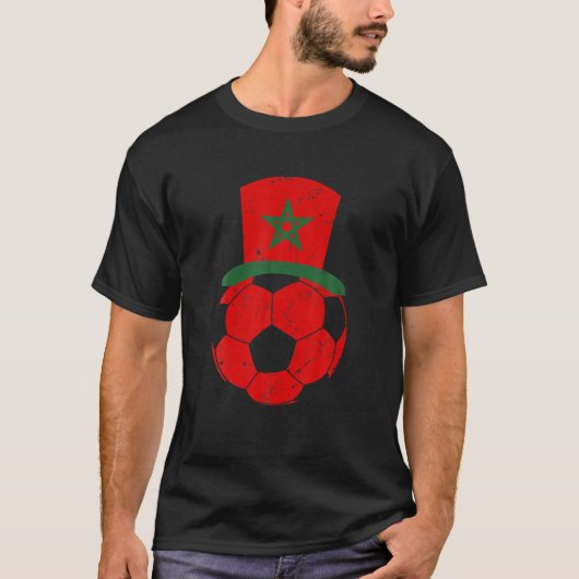 モロッコ国旗モロッコサッカーサポーター男性へウォム Tシャツ (正面)