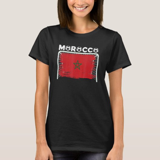 モロッコ国旗モロッコサッカーチームモロッコ Tシャツ (正面)