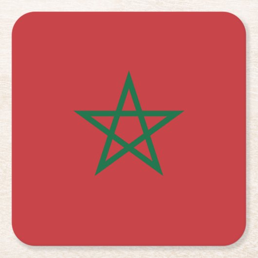 モロッコ国旗 スクエアペーパーコースター (正面)
