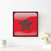 モロッコ国旗 スクエア壁時計 (ホーム)