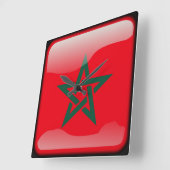 モロッコ国旗 スクエア壁時計 (傾斜)
