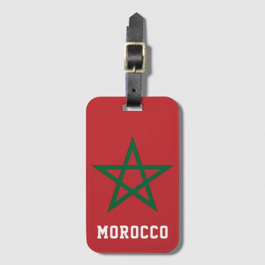 モロッコ国旗Red Green Star Morocco ラゲッジタグ (正面縦)