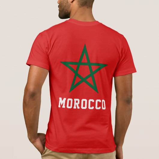 モロッコ国旗Red Green Star Morocco Tシャツ (裏面)