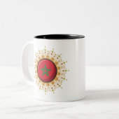 モロッコ土産レッドグリーンとゴールデン ツートーンマグカップ (正面左)