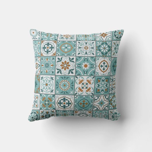 モロッコ地中海ののタイルの継ぎ目のない模様 クッション (裏面)