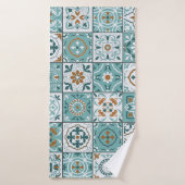 モロッコ地中海ののタイルの継ぎ目のない模様 バスタオル (バスタオル)