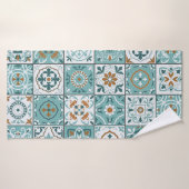 モロッコ地中海ののタイルの継ぎ目のない模様 バスタオル (バスタオル)