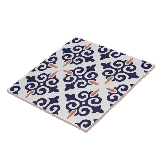 モロッコ地中海のクラシック伝統的ブルー タイル (側面)