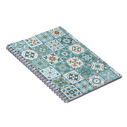 モロッコ地中海のタイルの継ぎ目のないパターン ノートブック (右側)