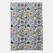 モロッコ地中海の，モザイク，レモンアート キッチンタオル (縦)