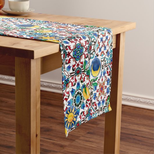 モロッコ地中海の，モザイク，レモンアート ショートテーブルランナー (インサイチュ)