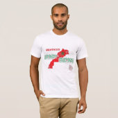 モロッコ地図アート - 赤と緑のモロッコ風 Tシャツ (正面フル)
