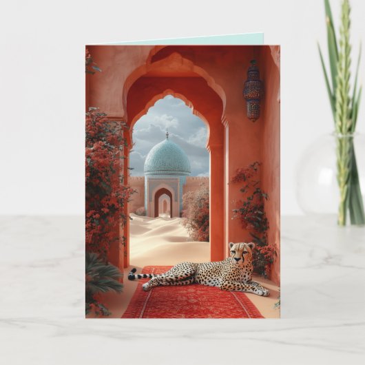 モロッコ威厳のある砂漠の宮殿でチーター 招待状 (正面)