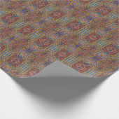 モロッコ数々のモザイク色の幾何学的金ゴールド赤い青 ラッピングペーパー (角)