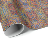 モロッコ数々のモザイク色の幾何学的金ゴールド赤い青 ラッピングペーパー (ロールコーナー)