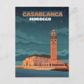 モロッコ旅行はがきアート、カサブランカ旅行アート ポストカード (正面)
