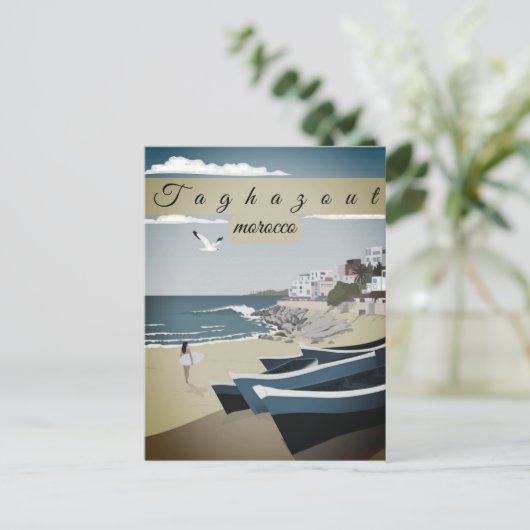 モロッコ旅行はがきアート，タグハズアウト旅行アート ポストカード (スタンド正面)