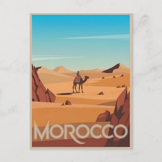 モロッコ旅行はがき砂漠ラクダ旅行ギフト ポストカード (正面)