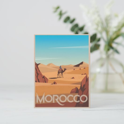 モロッコ旅行はがき砂漠ラクダ旅行ギフト ポストカード (スタンド正面)