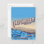 モロッコ旅行はがきchefchaoun、ブルーシティギフト ポストカード (正面/裏面)