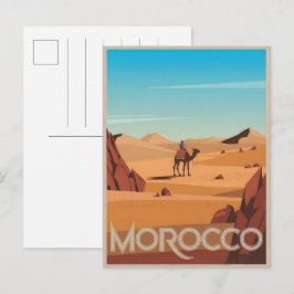 モロッコ旅行絵葉書 砂漠 ラクダ 旅のギフト ポストカード