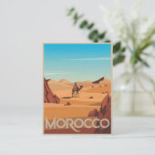 モロッコ旅行絵葉書 砂漠 ラクダ 旅のギフト ポストカード (スタンド正面)
