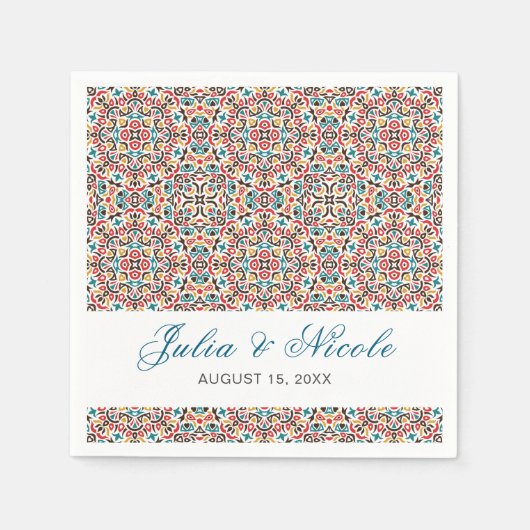 モロッコ格子幾何学曼荼羅結婚の スタンダードカクテルナプキン (正面)