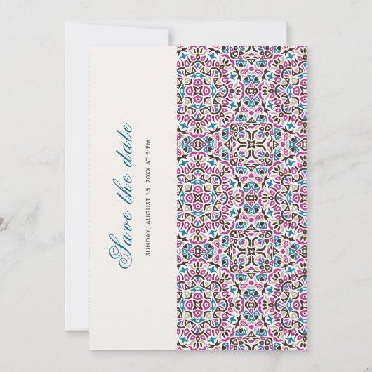 モロッコ格子幾何学曼荼羅結婚の セーブザデート (裏面)