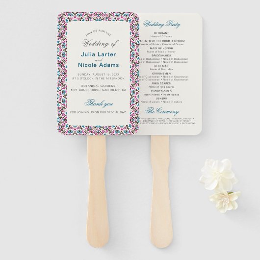 モロッコ格子幾何学曼荼羅結婚の ハンドファン (正面&裏面)