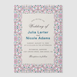 モロッコ格子幾何学曼荼羅結婚の ベラム紙招待状