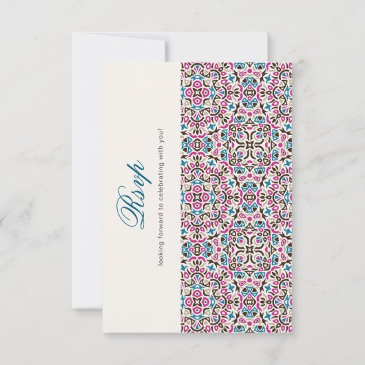 モロッコ格子幾何学曼荼羅結婚の 出欠カード (裏面)