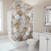 モロッコ棚白大理石と金ゴールド シャワーカーテン (インサイチュ)