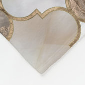 モロッコ棚白大理石と金ゴールド フリースブランケット (角)