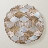 モロッコ棚白大理石と金ゴールド ラウンドクッション (裏面)