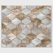 モロッコ棚白大理石と金ゴールド ラッピングペーパー (フラット)