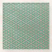 モロッコ民族幾何学モザイクパターン ガラスコースター (正面)